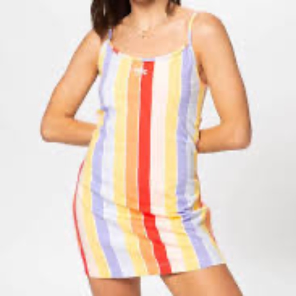 Nike Cotton Retro Mini Dress Above Knee-Length Sleeveless Striped Sz. M - Picture 1 of 12